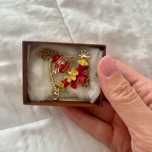 Red and Gold Clown Brooch